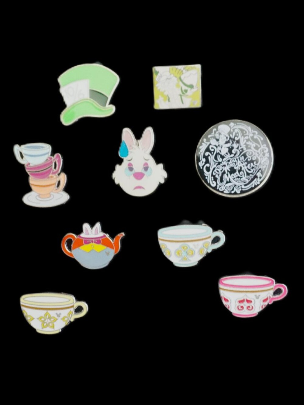 Disney Pin Trading 9 Pin Lot Featuring Alice in Wonderland the Movie (064)